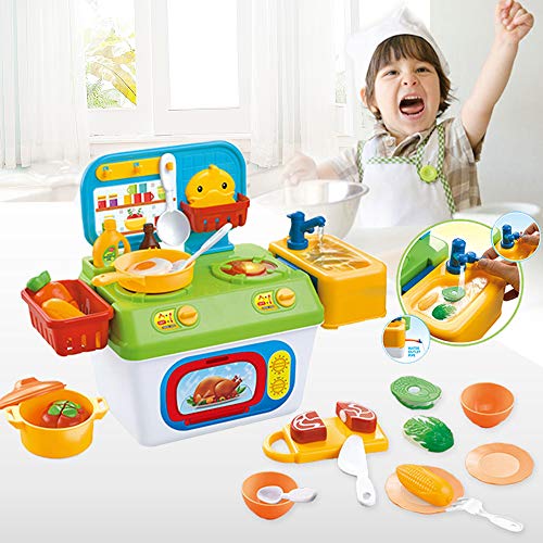 WISHTIME Kitchen Sink Toys, Cooking Kitchen Sets with Running Water Play House Pretend Role Play kitchens for toddlers Boys Girls, Simulation Dishwasher with Working Faucet & Drain