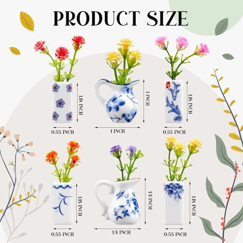 6 imanes mini jarrón de porcelana azul y blanco miniatura 3