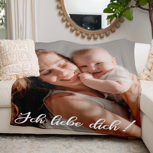 LNM Personalisierte Decke mit Foto, Personalisierte Decken, Personalisierte Foto Decke, Personalisierte Kuscheldecke, Personalisierte Muttertagsgeschenk für Mama