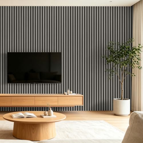 Image of Art3d 6-Piece Wood Acoustic Panels for Noise Reduction, 3D Textured Wall Paneling for Living Room Bedroom TV Background Interior Decor, Grey Oak