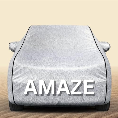 Image of 100% Waterproof Amaze Car Cover Heavy Duty - Premium Polyester Car Body Cover, All Weather Outdoor Protection, UV Resistant, Dustproof, Windproof, Heat Resistant, Scratch Resistant (Silver)