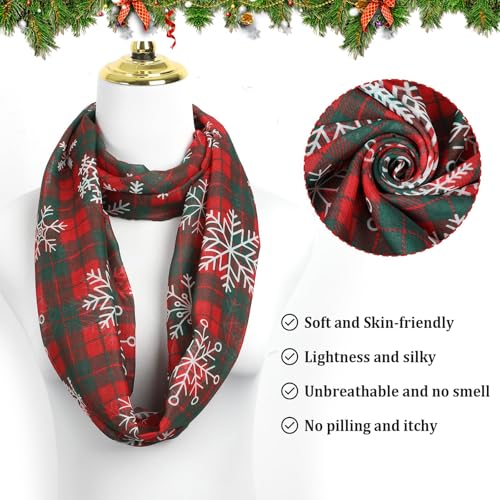 Christmas Scarf for Women Lightweight Christmas Infinity Scarves for Women 2024 Winter Xmas Light Weight Red Green Plaid Soft Scarf Holiday Gifts Neck Wrap for Mom Sister Friend Christmas Party Favor3