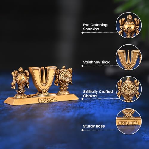 Image of Artarium Vaishnav Tilak Sankh Chakra Tilak of Lord Vishnu for Home Temple & Office Material- Resin & Marble Dust (Vaishnav Tilak 4 Inch)