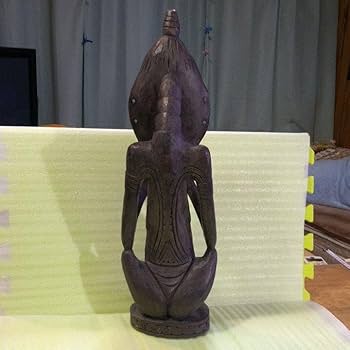 Amazon.co.jp: パプアニューギニア 木彫像 オブジェ 木製 木彫り 雑貨