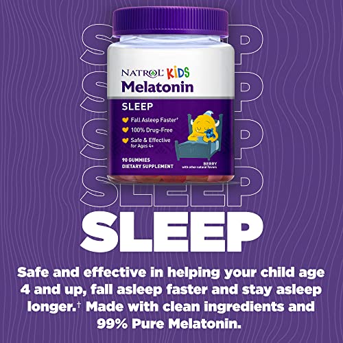 image for Natrol Kids Melatonin Sleep Aid Gummy, Fall Asleep Faster, 100% Drug-F