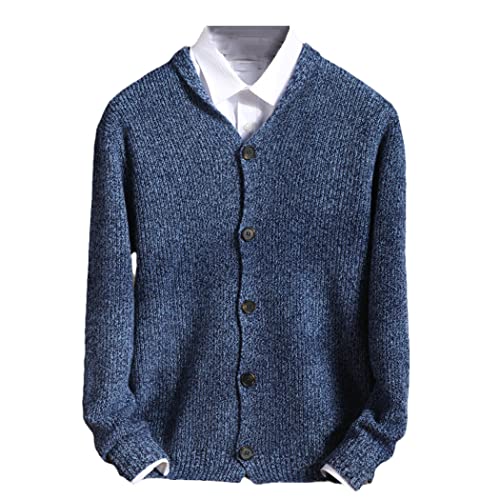 Cardigan tricoté à revers pour homme en laine mérinos chaude pour l'hiver
