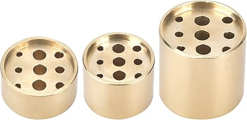 AHANDMAKER Quemador de incienso de latón dorado claro, 3 piezas, soporte cilíndrico, quemador de incienso redondo plano, quemador de cono de