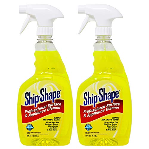 Ship-Shape Professional Surface & Appliance Cleaner - 2 Pack (32 Fl Oz Each) | All In One Salon Cleaning Spray | Removes Hair Residue from Flat Irons Mirrors & Furniture | Streak-Free Phosphate-Free