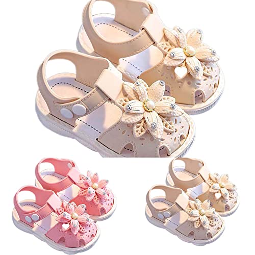 Kid Water Shoes Summer New Lightweight Soft Bottom Breathable Non Slip Cute Flower Girls Fashion Beach Sandals (Red, 4 Infant)2