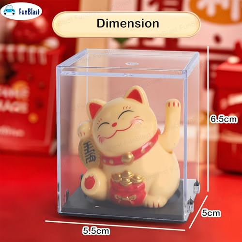 Image of FunBlast Maneki Neko Lucky Cat, Waving Arm Solar Powered Good Luck Wealth Welcoming Display Car Decor Paw Up with Arm, Decor Item for Home, Office and Car (Yellow)