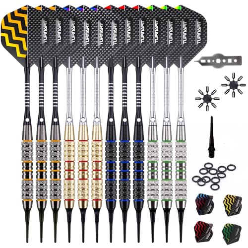 Turnart Darts Plastic Tip - Professional Soft Tip Darts Set for Electronic Dartboard 12 Pcs 18 Grams...