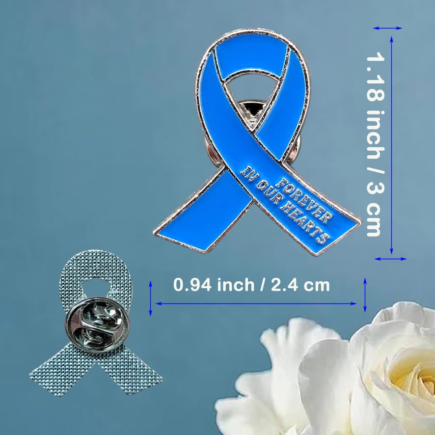 Image of 20 Pcs Funeral Ribbon Awareness Pins Memorial Lapel Brooches Forever In Our Hearts For Mourning Event