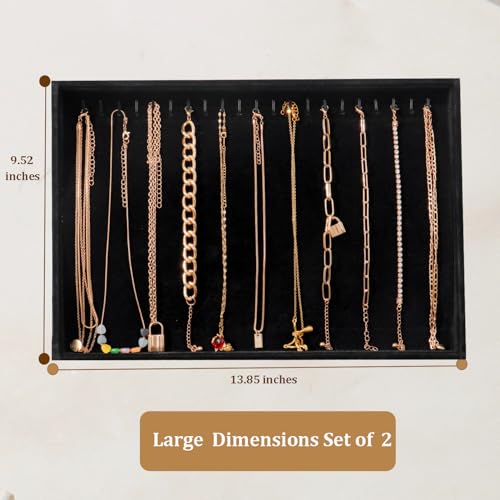 Image of Large Velvet Jewelry Tray Display Drawer Inserts 2 Pack