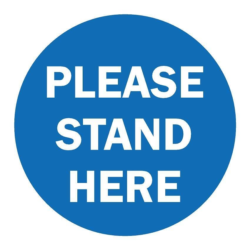 Please stand here floor sticker - Self adhesive floor graphic (300mm x 300mm)