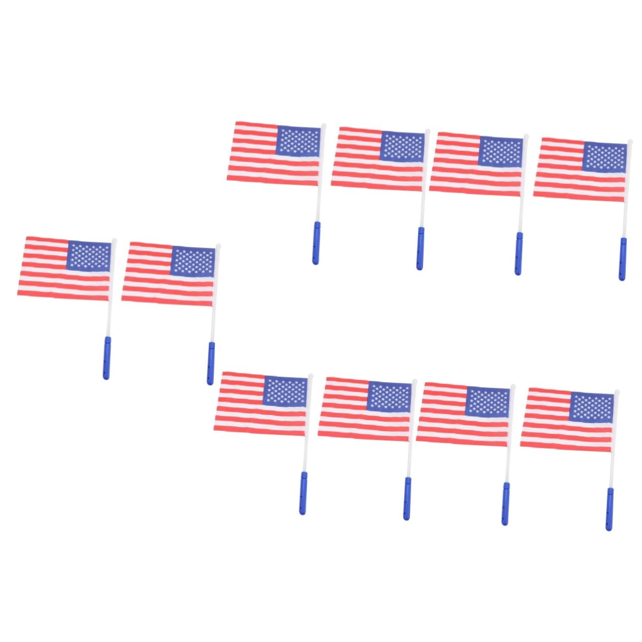 Drapeau lumineux américain portable pour défilé du 4 juillet et soirée à thème lot de 10