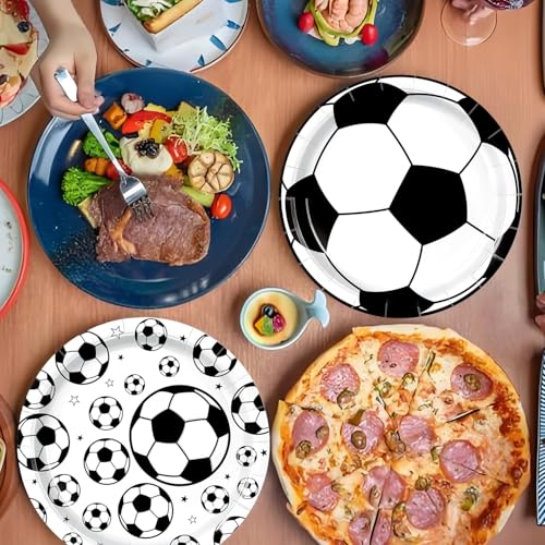 Image of 50Pcs Soccer Paper Plates 7 inch Soccer Birthday Party Plates