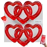 Eanjia 32in Red Heart Foil Balloons (6 Pack) - DIY Wedding Proposal Backdrop, Bridal Shower Decor, Crystal Gem Heart Linking Balloon Arch Kit with Tape & Greeting Card (Gem Red)