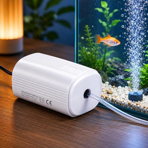 KE-511 Aquarium Air Pump 2W Ultra Silent Fish Tank Air Pump | 3L/Min Single Outlet Oxygen Pump | Includes 2M Air Tube & Air Stone | Aquarium Aerator f