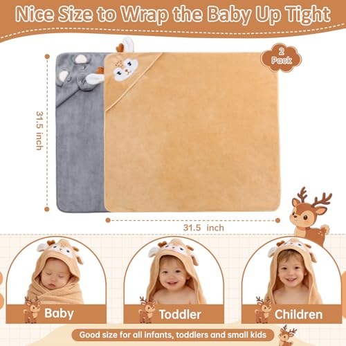 Image of Hooded Baby Towels 2 Pack, Baby Bath Towels for Newborns Essential
