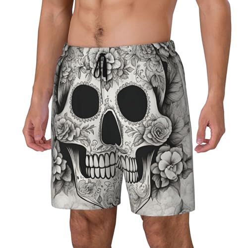 YANYU Mexican Skull Print Men Hawaiian Shorts Quick Dry Swim Trunks Surfing Beach Vacations Summer Activity2