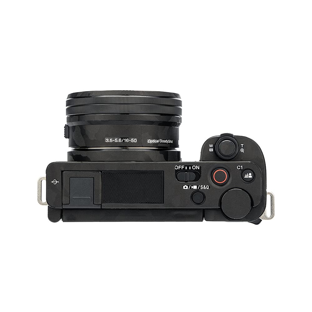 KIWIFOTOS Adesivo protettivo antigraffio per fotocamera mirrorless Sony ZV-E10 con kit di obiettivi da 16-50 mm, pellicola protettiva antiscivolo (motivo mimetico)