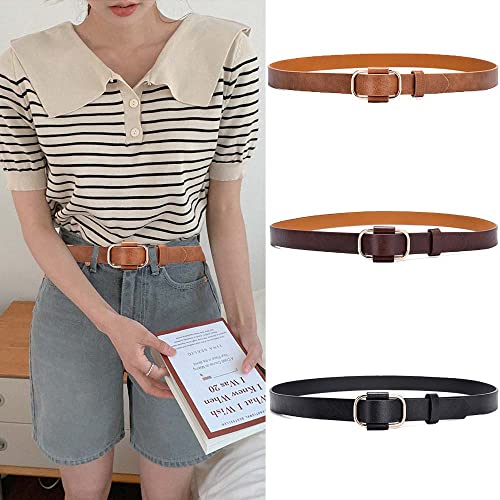 YOU&M Women's Leather Without Hole Simple Ring Clasp Waist Belts for Jeans2