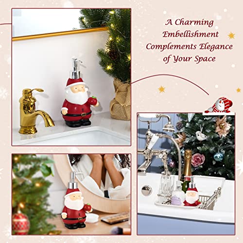 Lewondr Soap Dispenser, 450Ml/15.2Oz Countertop Hand Soap Bottle With Plastic Pump, Christmas Santa Claus Pattern Resin Soap Bottle, Refillable Liquid Bottle For Bathroom Kitchen Lotion, Red #TOP5