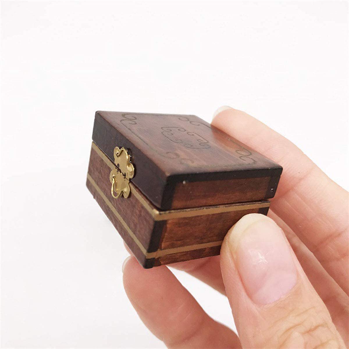 Wood Jewelry Box Display Case Furniture Furnishing, 1: 12 Dollhouse Miniature Ornament Craft Accessory, Doll House Furniture and Décor Professional Process - 4
