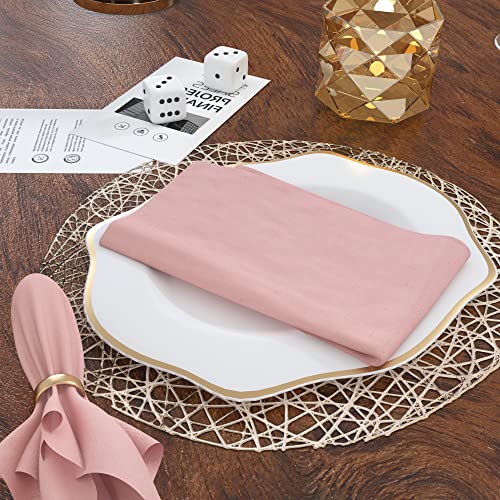 Grownhome Arts Dinner Cloth Set Of 12 Napkins For Everyday Use Over Sized Special Mitered Corner Napkins Are Pre Shrunk Good Absorbency Ultra Soft Durable Hotel Quality.18 Inchx18 Inch(Blush Pink) #TOP4