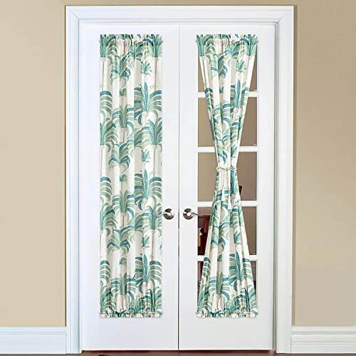 Image of VOGOL Front Door Panel Curtains, Tropical Green Leaves Printed Rod Pocket French Door Curtains, 72 Inches Long Patio Door Curtain for Living Room Sliding Glass Door, 1 Piece