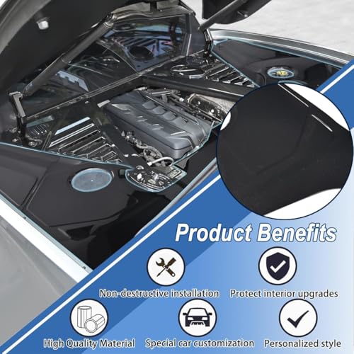 Image of Gloss Black Engine Compartment Surround Overlay,Carbon Fiber Pattern Engine Bay Panel Cover Trim Side Panel Center Strut Cover for Corvette C8 Stingray Z51 2020+ for C8 Z06 /E-Ray 2023+