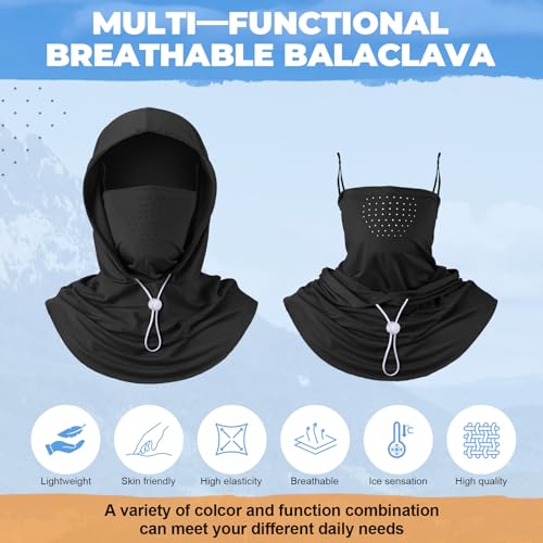Image of Funtery 4 Pack Cooling Balaclava Face Mask UV Protection Breathable Full Head Hood for Men Women Cycling Fishing Motorcycle