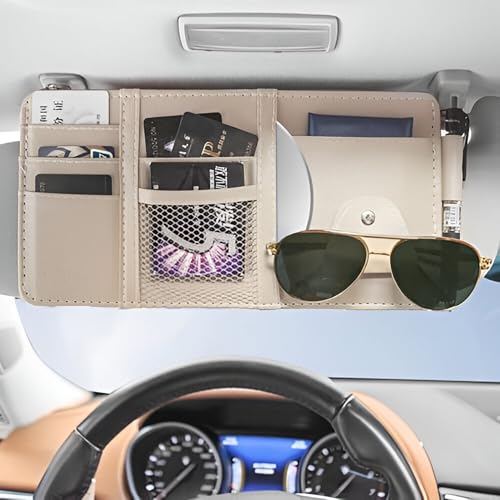 Image of TANTRA Car Sun Visor Organizer Stylish Storage Solution (Beige)