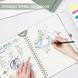 RETTACY A4 Graph Paper Notebook-Large Grid Spiral Notebook Journal for Women,Notepad 110 Pages,Bookmark,Pocket,Sticky Notes,Pen Loop 21.5 x 27.9cm - LightGreen - Image 3