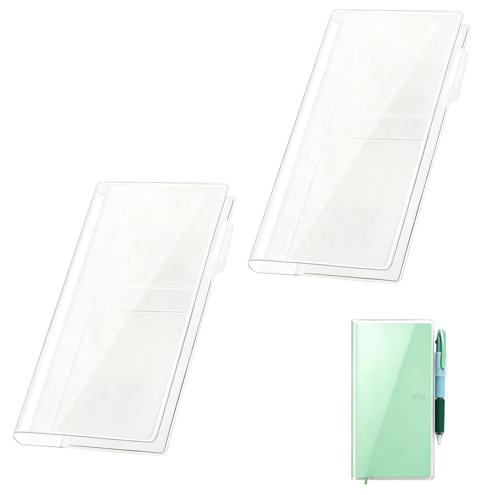 2Pcs A6 Planner Clear Cover Protector, Transparent Hard Plastic