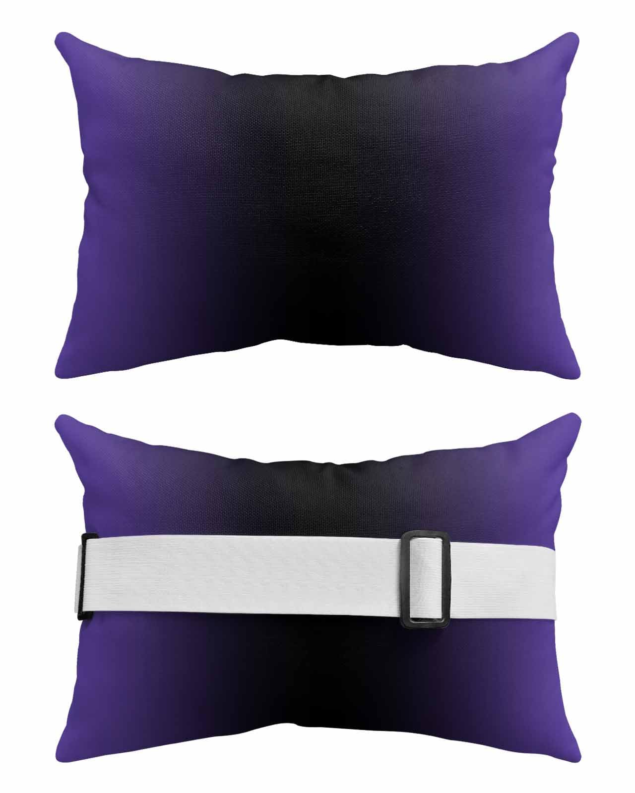 Boanket Outdoor Lumbar Pillow Set of 1, Purple Black Ombre Waterproof Beach Headrest Pillow with Inserts, Gradient Contemporary Abstract Art Recliner Throw Pillow for Patio Furniture, 12