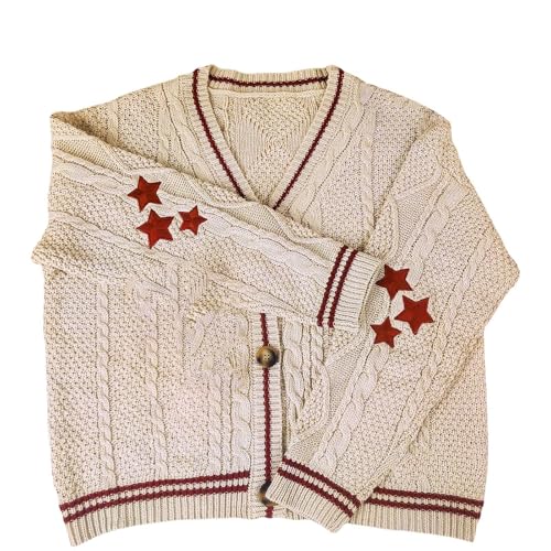 Star Embroidery Women Winter Loose Knitted Cardigans Coat Y2K Sweaters Streetwear Vintage Star Cardigan for Women