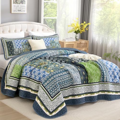 Couette patchwork bohème très grand lit avec 2 taies d'oreiller - 3