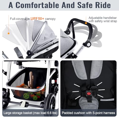 image for Hagaday Baby Stroller, 2-in-1 Reversible Toddler Seat with Basket Mode