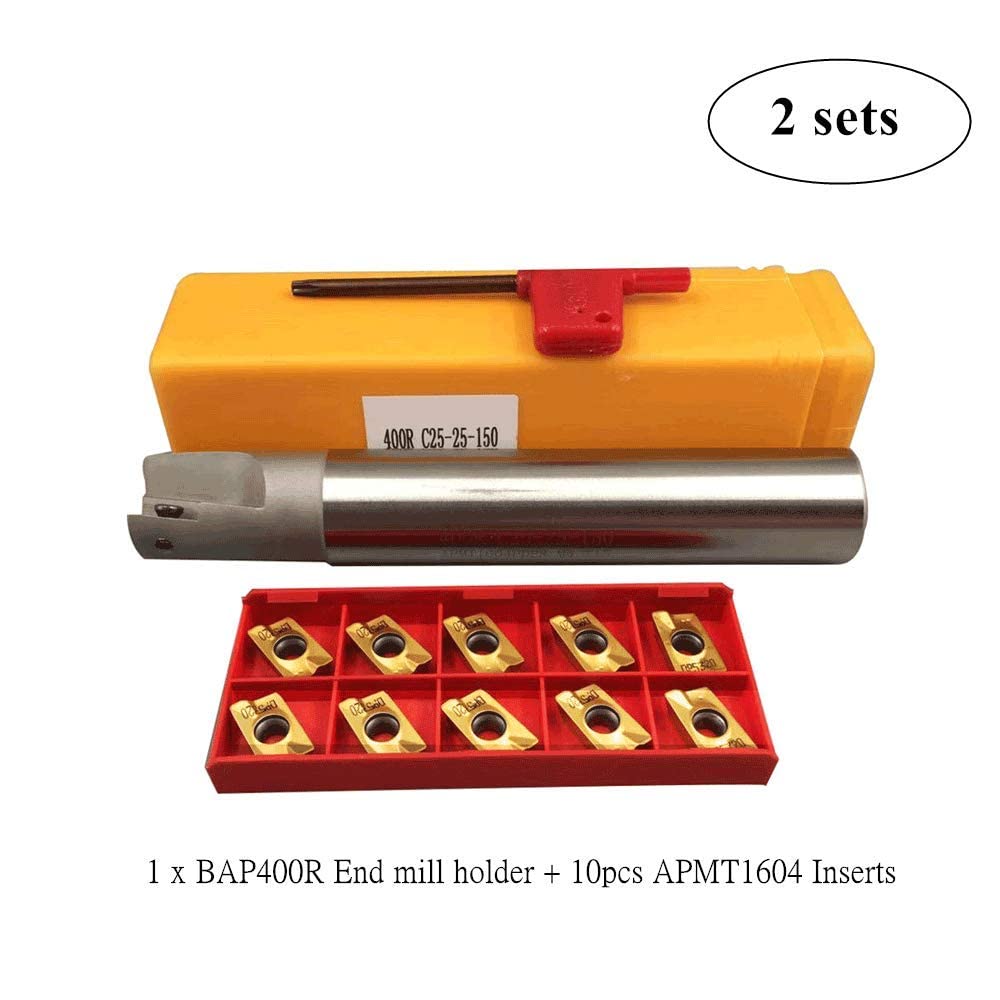 Supporto per fresa a candela indicizzabile BAP400R C24-25-200 con 10 pezzi APMT1604PDER Inserti in metallo duro, spallamento quadrato Fresatura frontale Scanalatura Fresatura