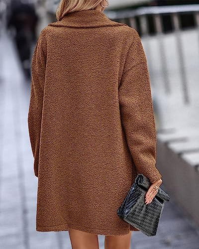 BTFBM Women 2025 Winter Faux Fur Coats Lapel Long Sleeve Fuzzy Fleece Outerwear Button Down Sherpa Jackets Fall Outfits4