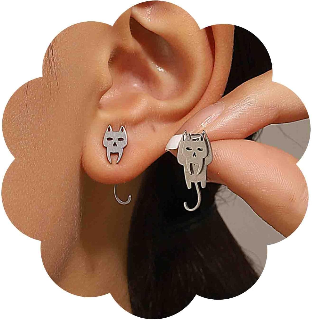 Boho Cat Ear Jacket Earrings Gold Cat Drop Earrings Vintage Cat Stud Earrings Cute Animal Cat Earrings Jewelry for Women