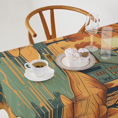 Nappe rectangulaire en lin lavable nappe tissu décoratif salle à manger - 4