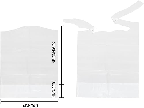 Miniatura 4 de 50 baberos desechables para adultos con recogedor de migas, protectores de plástico impermeables para ropa de comedor para ancianos, personas