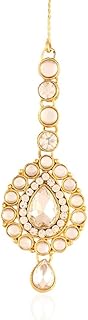 i jewels Traditional Gold Plated Maang Tikka for Women T005W (White)-picture-13