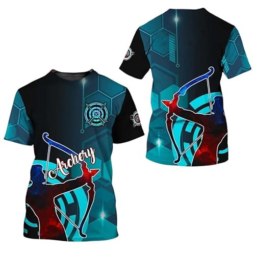Hommes Tir à l’Arc Sport T-Shirt Full Print Col Ras du Cou Club Uniformes d’équipe Compétition Drôle Hauts à Manches Courtes