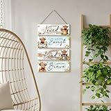 XdealCozyxc Highland Cow Wall Art, Wooden Highland Cow Pictures Framed Decor Gifts for Women Kitchen Bathroom Accessories - Image 4