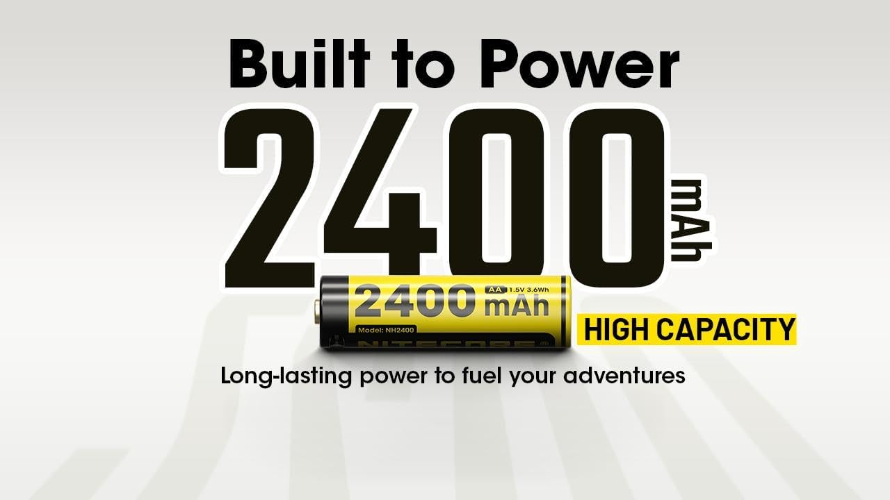 NITECORE NH2400 Rechargeable AA Batteries - 4-Pack USB-C Rechargeable AA 2400mAh Batteries w/Battery Case and USB-C Charging Cable image 4