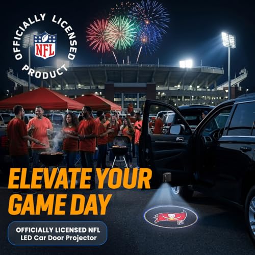 Image of LED Car Door Light - Officially Licensed NFL Wireless Projector - Show Your Team Pride - Battery Powered, Easy Install