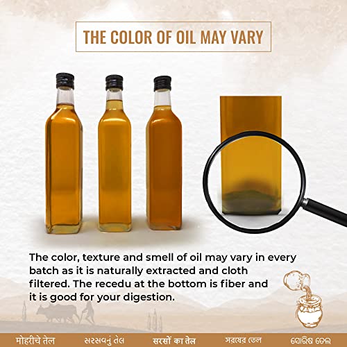 Image of SHUCHI WOOD PRESSED MUSTARD OIL - 500 ML I ORGANIC COLD PRESSED MUSTARD OIL WITH NO PRESERVATIVES I VIRGIN & NATURAL HEALTHY COOKING OIL EXTRACTED USING LAKDI GHANI /KACCHI GHANI /CHEKKU METHOD.